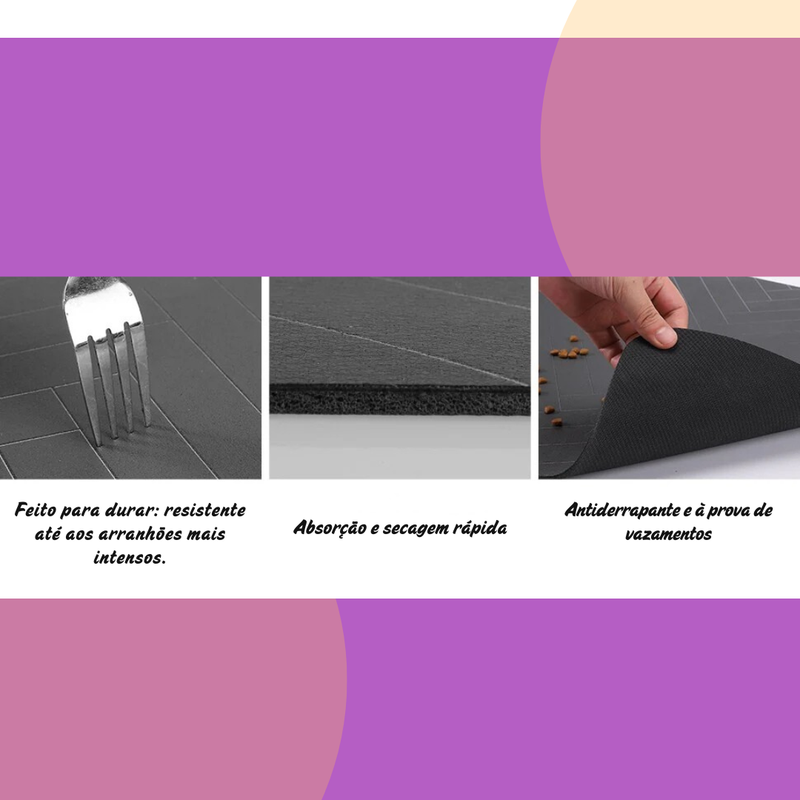 Tapete Absorvente para Comedouro - Proteção Antiderrapante