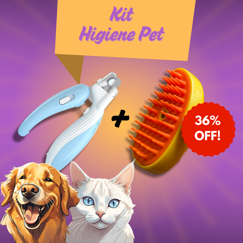 Kit Higiene Pet! Cortador de unha LED + Escova Vaporizadora