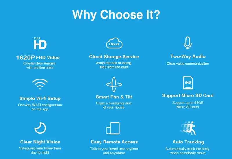Câmera Segurança IP WiFi Auto Tracking Zoom Noturna