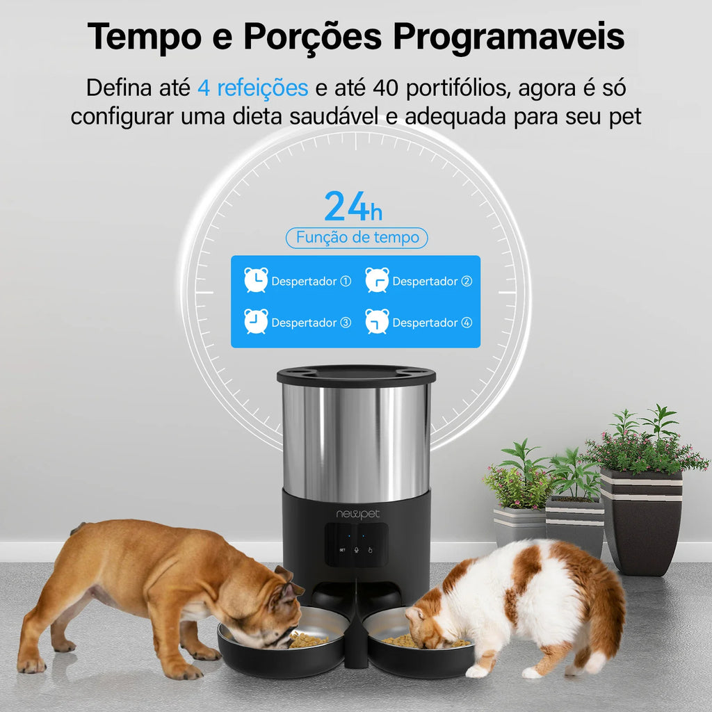 Kit Tech Pet - Comedouro Automático + Fonte Automática Inox