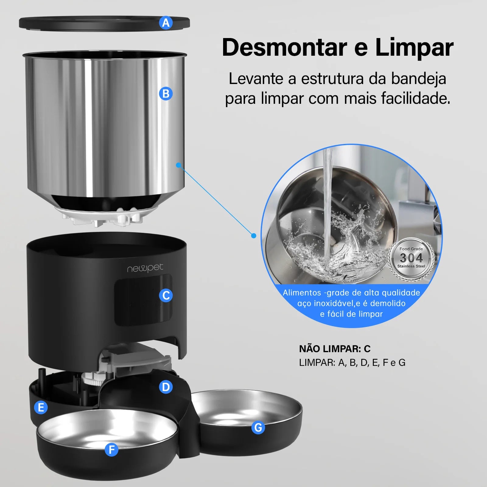 Kit Tech Pet - Comedouro Automático + Fonte Automática Inox