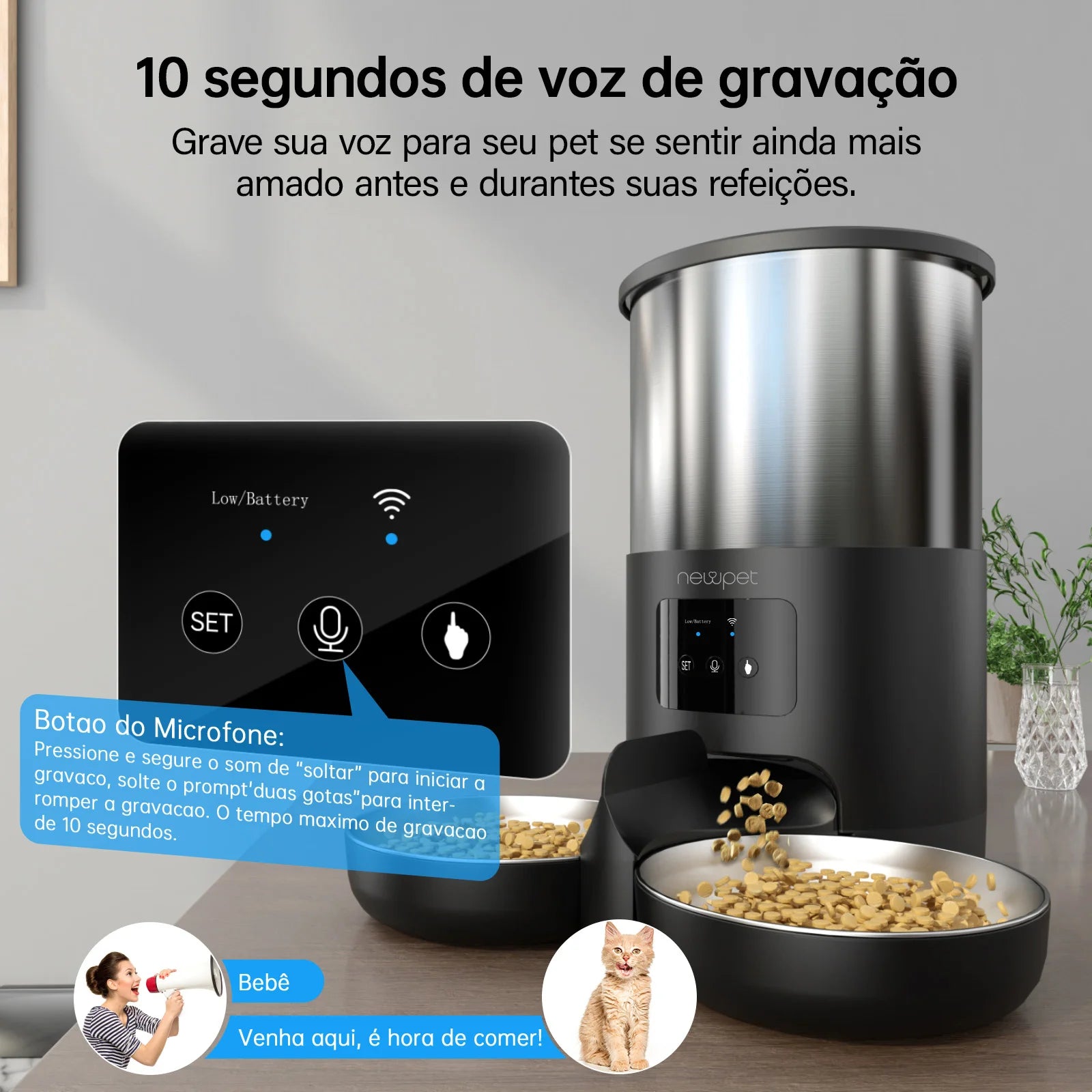 Kit Tech Pet - Comedouro Automático + Fonte Automática Inox